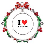 I love aperol Metal X mas Wreath Ribbon Ornament Front