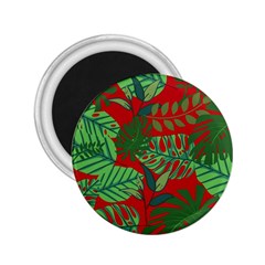 Leaves Leaf Nature Pattern Red Green 2 25  Magnets