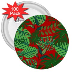 Leaves Leaf Nature Pattern Red Green 3  Buttons (100 Pack)  by Cowasu