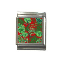 Leaves Leaf Nature Pattern Red Green Italian Charm (13mm) by Cowasu