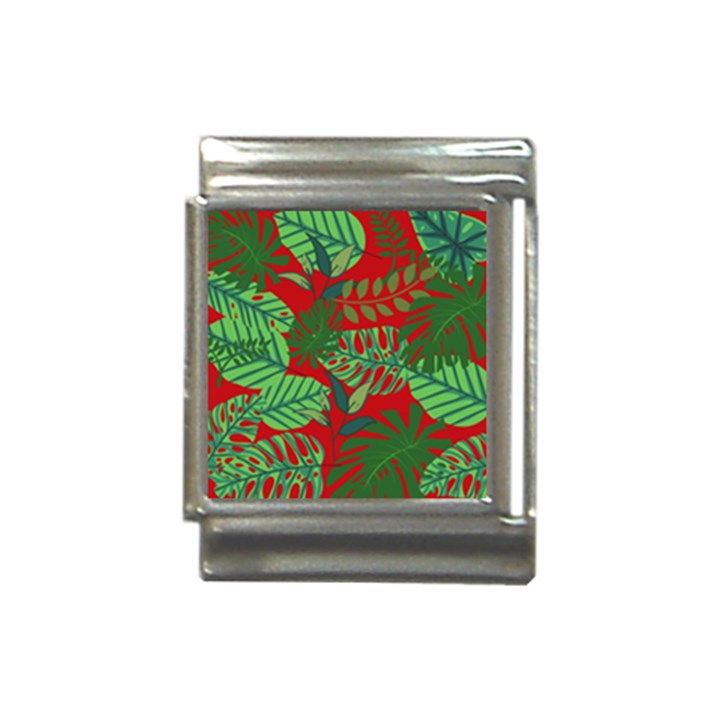 Leaves Leaf Nature Pattern Red Green Italian Charm (13mm)