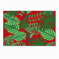 Leaves Leaf Nature Pattern Red Green Postcard 4 x 6  (pkg Of 10) by Cowasu