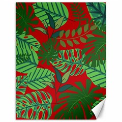 Leaves Leaf Nature Pattern Red Green Canvas 12  X 16  by Cowasu