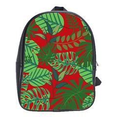 Leaves Leaf Nature Pattern Red Green School Bag (large) by Cowasu