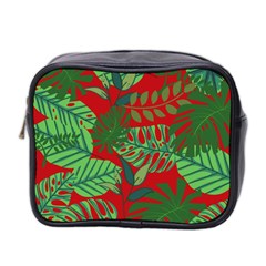 Leaves Leaf Nature Pattern Red Green Mini Toiletries Bag (two Sides) by Cowasu