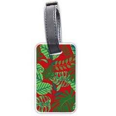 Leaves Leaf Nature Pattern Red Green Luggage Tag (one Side) by Cowasu