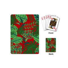 Leaves Leaf Nature Pattern Red Green Playing Cards Single Design (mini) by Cowasu