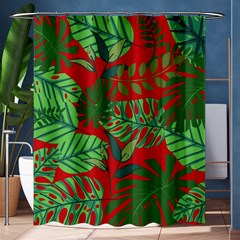 Leaves Leaf Nature Pattern Red Green Shower Curtain 60  X 72  (medium)  by Cowasu