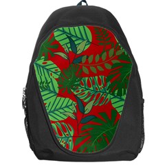 Leaves Leaf Nature Pattern Red Green Backpack Bag by Cowasu