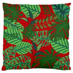 Leaves Leaf Nature Pattern Red Green Standard Premium Plush Fleece Cushion Case (one Side) by Cowasu