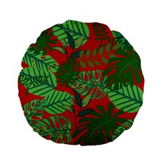 Leaves Leaf Nature Pattern Red Green Standard 15  Premium Flano Round Cushions