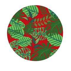 Leaves Leaf Nature Pattern Red Green Mini Round Pill Box by Cowasu