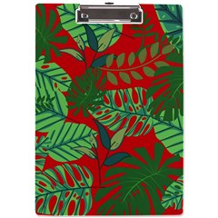 Leaves Leaf Nature Pattern Red Green A4 Acrylic Clipboard by Cowasu