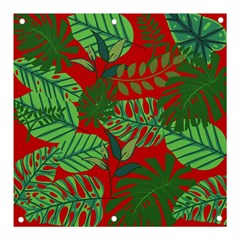 Leaves Leaf Nature Pattern Red Green Banner And Sign 3  X 3  by Cowasu