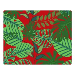 Leaves Leaf Nature Pattern Red Green Premium Plush Fleece Blanket (large) by Cowasu