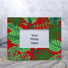 Leaves Leaf Nature Pattern Red Green White Tabletop Photo Frame 4 x6  by Cowasu