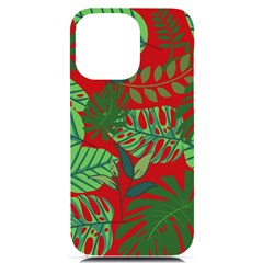 Leaves Leaf Nature Pattern Red Green Iphone 14 Pro Max Black Uv Print Case by Cowasu