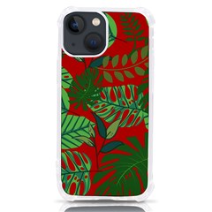 Leaves Leaf Nature Pattern Red Green Iphone 13 Mini Tpu Uv Print Case by Cowasu