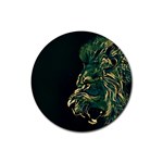 Angry Male Lion Rubber Coaster (Round) Front