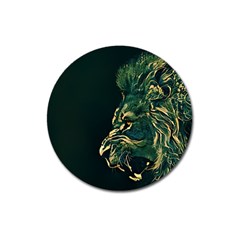 Angry Male Lion Magnet 3  (round) by Cowasu