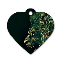 Angry Male Lion Dog Tag Heart (one Side)