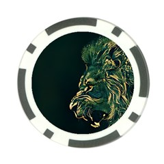 Angry Male Lion Poker Chip Card Guard