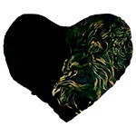 Angry Male Lion Large 19  Premium Heart Shape Cushions Back