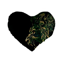 Angry Male Lion Standard 16  Premium Flano Heart Shape Cushions by Cowasu