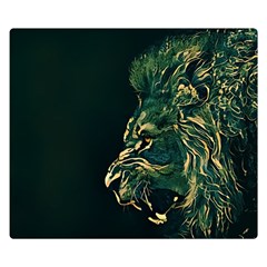 Angry Male Lion Two Sides Premium Plush Fleece Blanket (small) by Cowasu