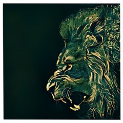 Angry Male Lion Wooden Puzzle Square by Cowasu