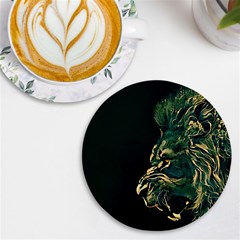 Angry Male Lion Uv Print Round Tile Coaster by Cowasu