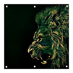 Angry Male Lion Banner And Sign 3  X 3  by Cowasu