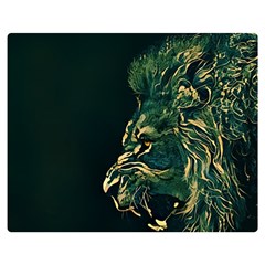 Angry Male Lion Premium Plush Fleece Blanket (medium) by Cowasu