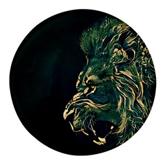 Angry Male Lion Round Glass Fridge Magnet (4 Pack) by Cowasu