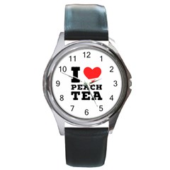 I Love Peach Tea Round Metal Watch by ilovewhateva