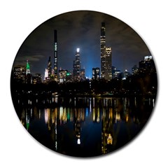 New York Night Central Park Skyscrapers Skyline Round Mousepad by Cowasu