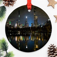 New York Night Central Park Skyscrapers Skyline Ornament (round) by Cowasu