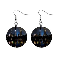 New York Night Central Park Skyscrapers Skyline Mini Button Earrings by Cowasu