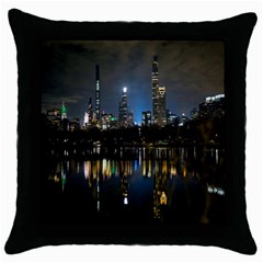 New York Night Central Park Skyscrapers Skyline Throw Pillow Case (black) by Cowasu