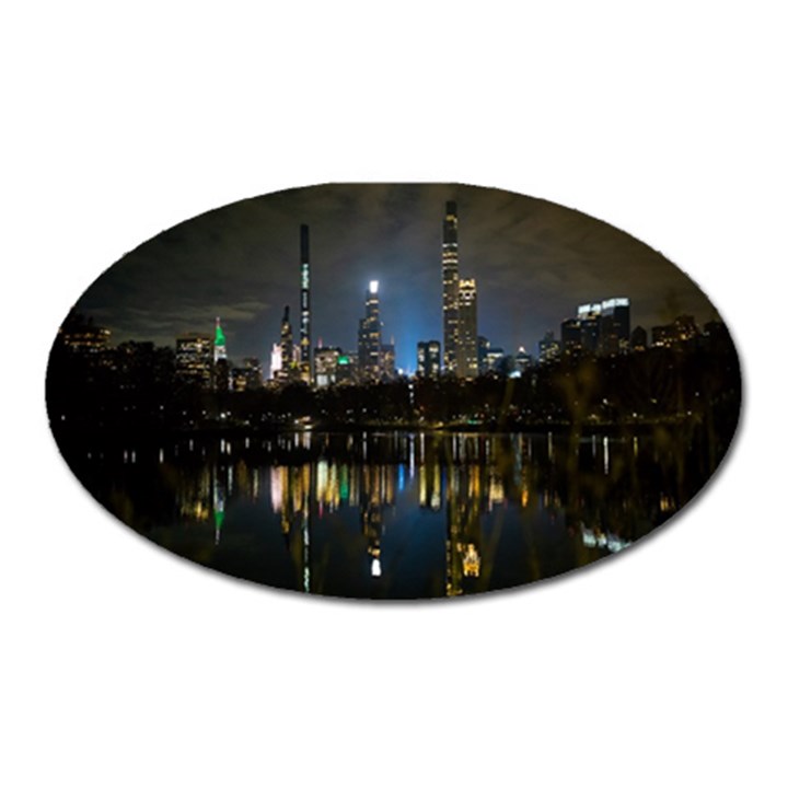 New York Night Central Park Skyscrapers Skyline Oval Magnet