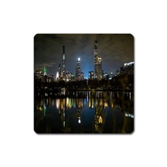 New York Night Central Park Skyscrapers Skyline Square Magnet by Cowasu