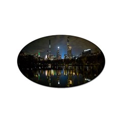 New York Night Central Park Skyscrapers Skyline Sticker Oval (10 Pack) by Cowasu