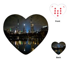 New York Night Central Park Skyscrapers Skyline Playing Cards Single Design (heart) by Cowasu