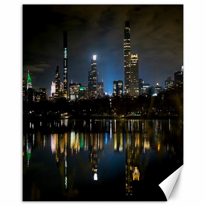 New York Night Central Park Skyscrapers Skyline Canvas 16  x 20 