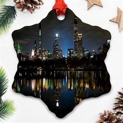 New York Night Central Park Skyscrapers Skyline Ornament (snowflake) by Cowasu