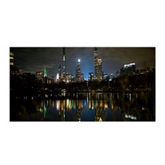 New York Night Central Park Skyscrapers Skyline Satin Wrap 35  X 70  by Cowasu