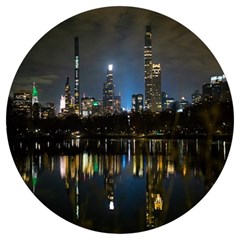 New York Night Central Park Skyscrapers Skyline Round Trivet by Cowasu