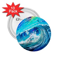 Tsunami Waves Ocean Sea Nautical Nature Water Painting 2 25  Buttons (10 Pack)  by Cowasu