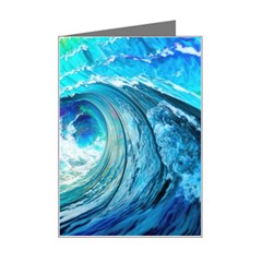 Tsunami Waves Ocean Sea Nautical Nature Water Painting Mini Greeting Card by Cowasu