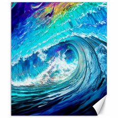 Tsunami Waves Ocean Sea Nautical Nature Water Painting Canvas 8  X 10  by Cowasu